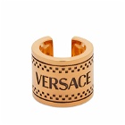 Versace Women's Chunky Logo Ring in Gold/Black