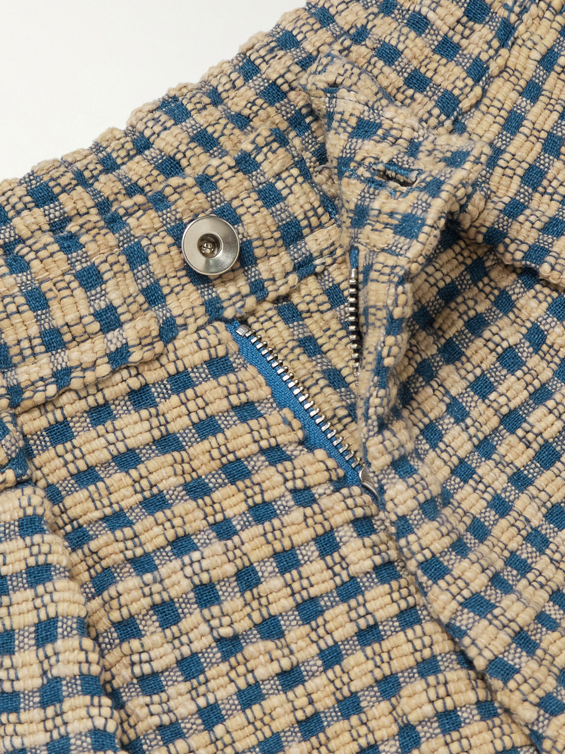 Story mfg. - Lush Barrel-Leg Pleated Checked Organic Cotton Trousers - Brown