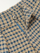 Story mfg. - Lush Barrel-Leg Pleated Checked Organic Cotton Trousers - Brown