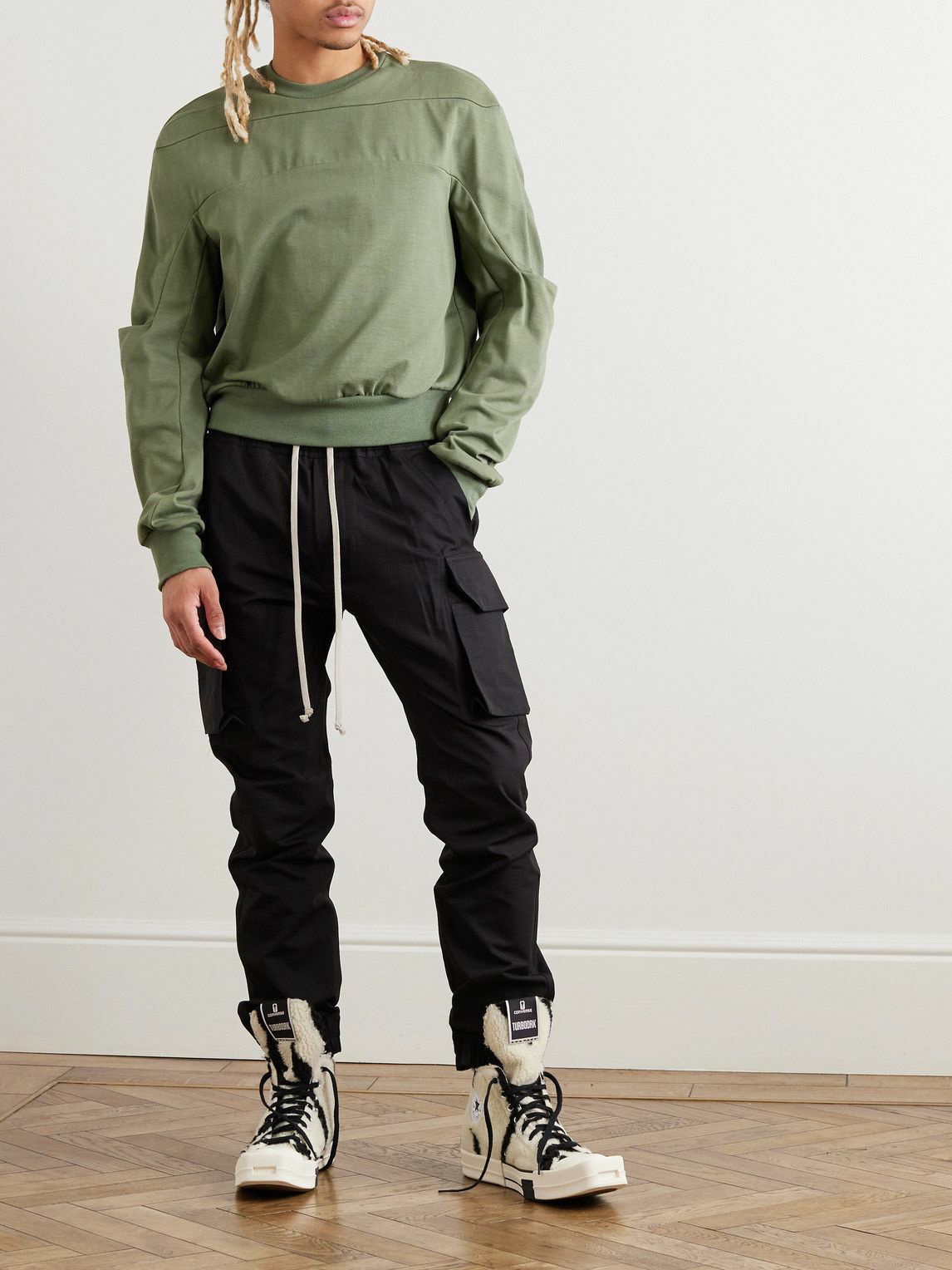 DRKSHDW by Rick Owens - Mastodon Slim-Fit Tapered Cotton-Ripstop Drawstring  Cargo Trousers - Black