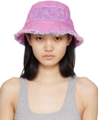 GCDS Pink Distressed Bucket Hat