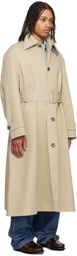 AMI Paris Beige Cotton Belted Mac Coat
