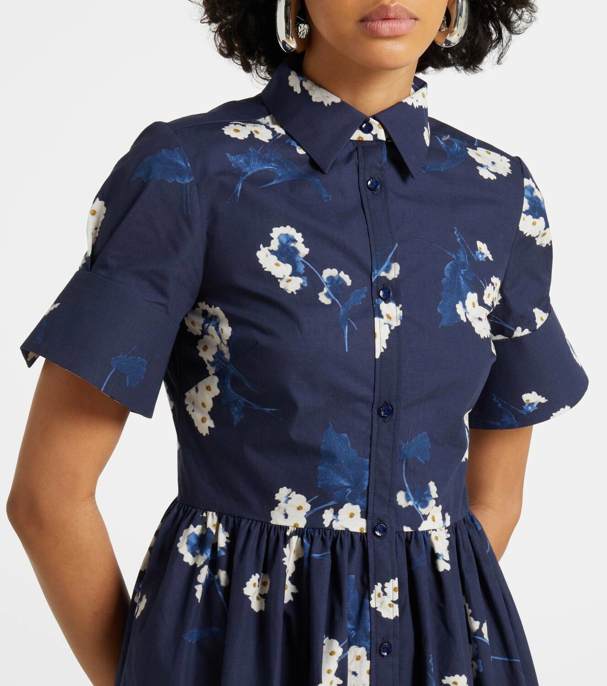 knee length dresses for ladies Flutter Sleeve Midi Dress, Painted Rose Bouquet / 4 main image 1