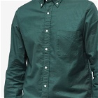 Beams Plus Men's Button Down Solid Oxford Shirt in Green