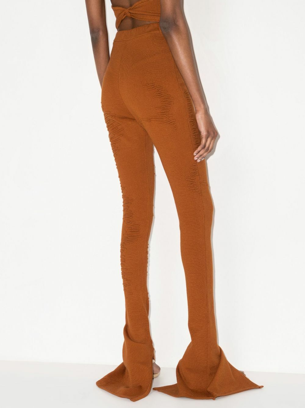 Selasi X Browns Focus Brown Muscle Flared Knitted Leggings