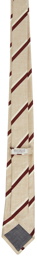 Brunello Cucinelli Beige & Burgundy Striped Tie