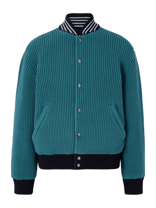 Photo: Aimé Leon Dore - Reversible Knitted Cotton-Blend Bomber Jacket - Green