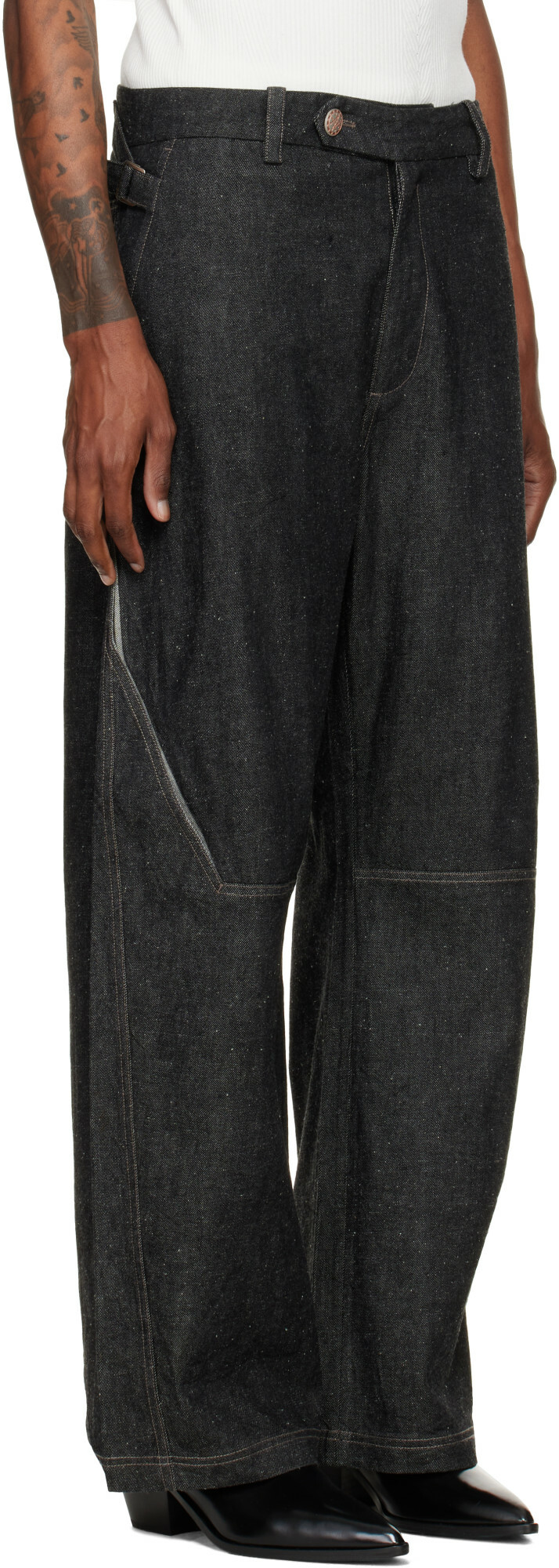 NULLUS Black Low Poly Shift Jeans