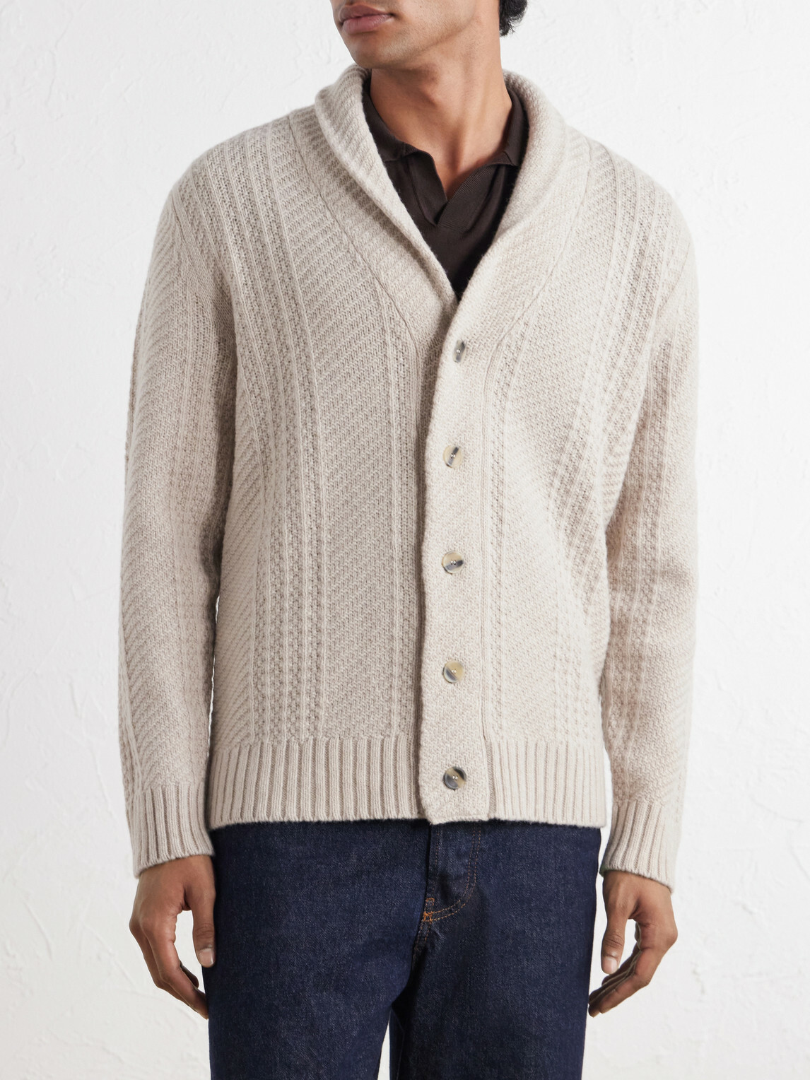 Altea - Shawl-Collar Wool and Cashmere-Blend Cardigan - Neutrals