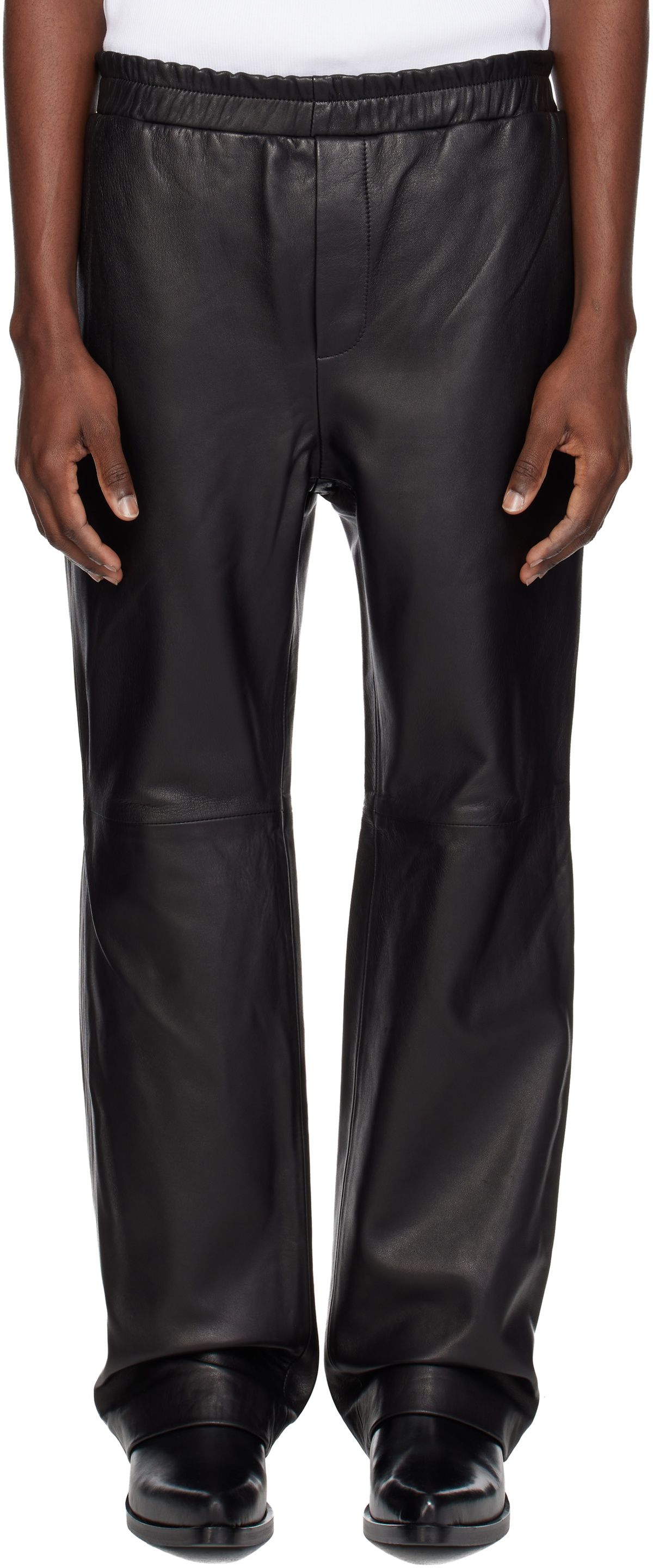 Ernest W. Baker Black Flare Leather Pants Ernest W. Baker