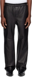 Ernest W. Baker Black Elastic Waist Leather Pants