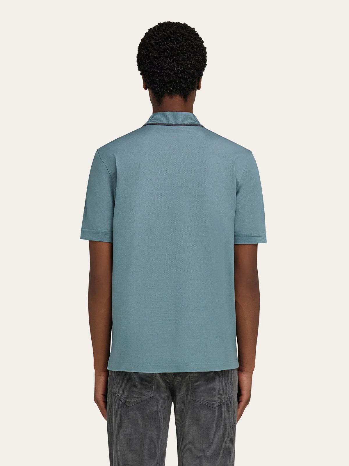 Ferragamo Mens Cotton polo shirt with zip detail in Green