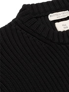 Bottega Veneta - Slim-Fit Ribbed Cotton-Blend Sweater - Black