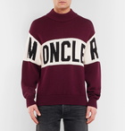 Moncler - Logo-Intarsia Virgin Wool Sweater - Burgundy