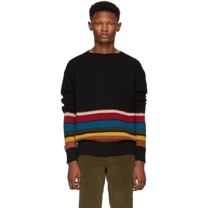 Photo: Prada Black Half-Striped Wool Sweater