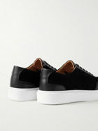 George Cleverley - The Ross Leather-Trimmed Suede Sneakers - Black