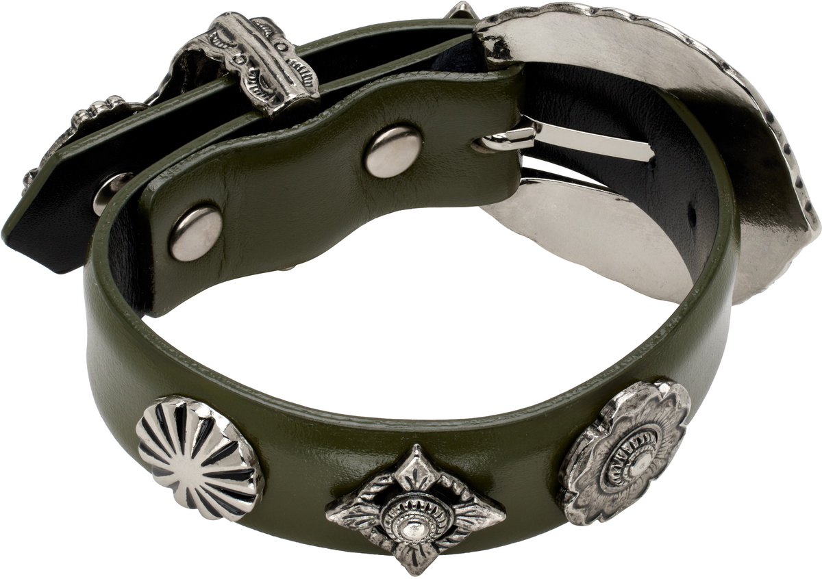 Toga Pulla Khaki Motif Leather Bracelet Toga Pulla