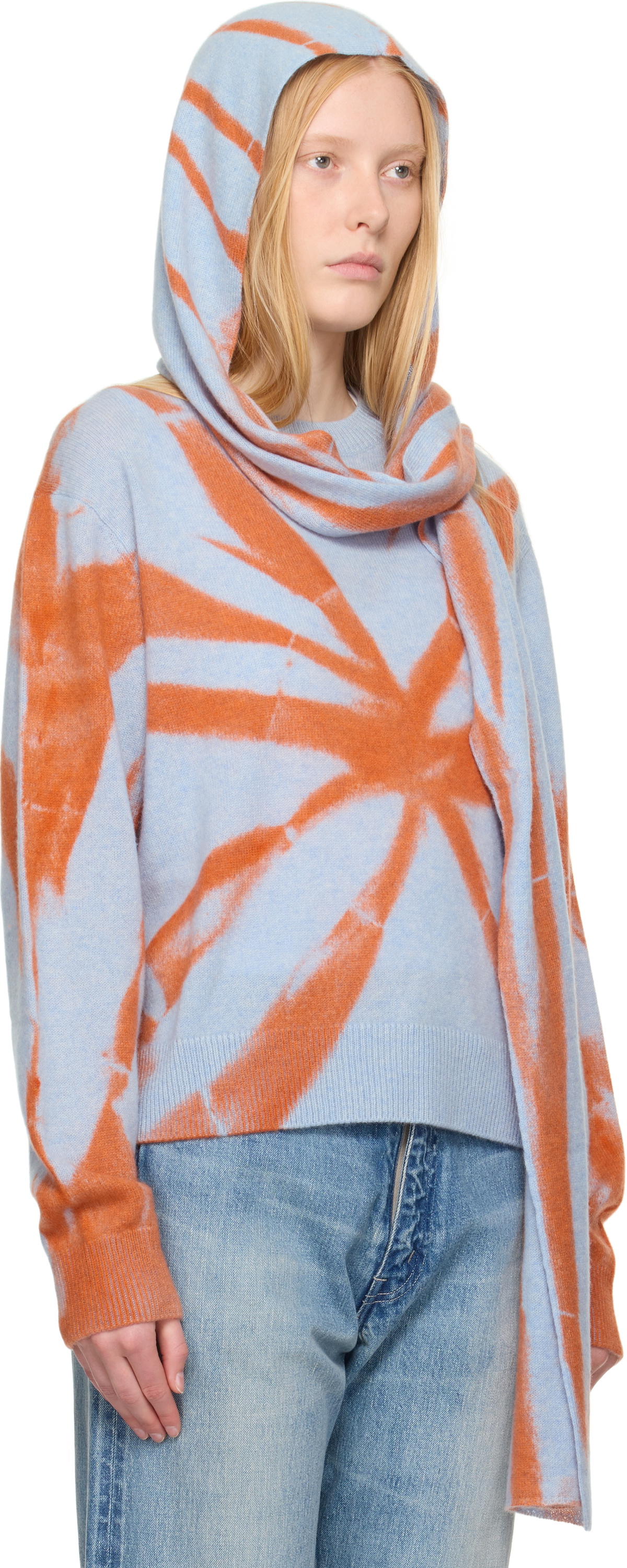 The Elder Statesman Blue & Orange Mythic Wrap Hood