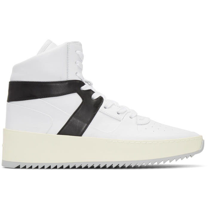 Photo: Fear of God White and Black Basketball High-Top Sneakers 