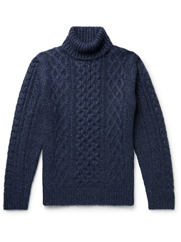 Photo: Alex Mill - Cable-Knit Rollneck Sweater - Blue