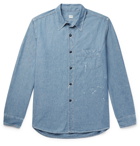 Chimala - Paint-Splattered Cotton-Chambray Shirt - Blue