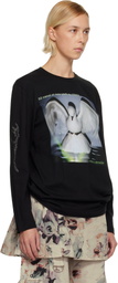 Collina Strada Black '52 Canal' L/S Rhinestone Graphic T-shirt