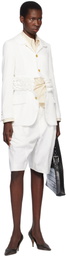 Black Comme des Garçons White Polyester Twill Shorts
