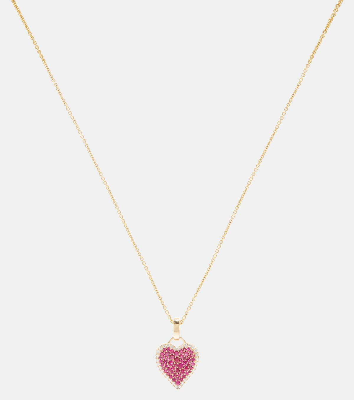 Robinson Pelham Fortune 14kt gold heart necklace with rubies and diamonds