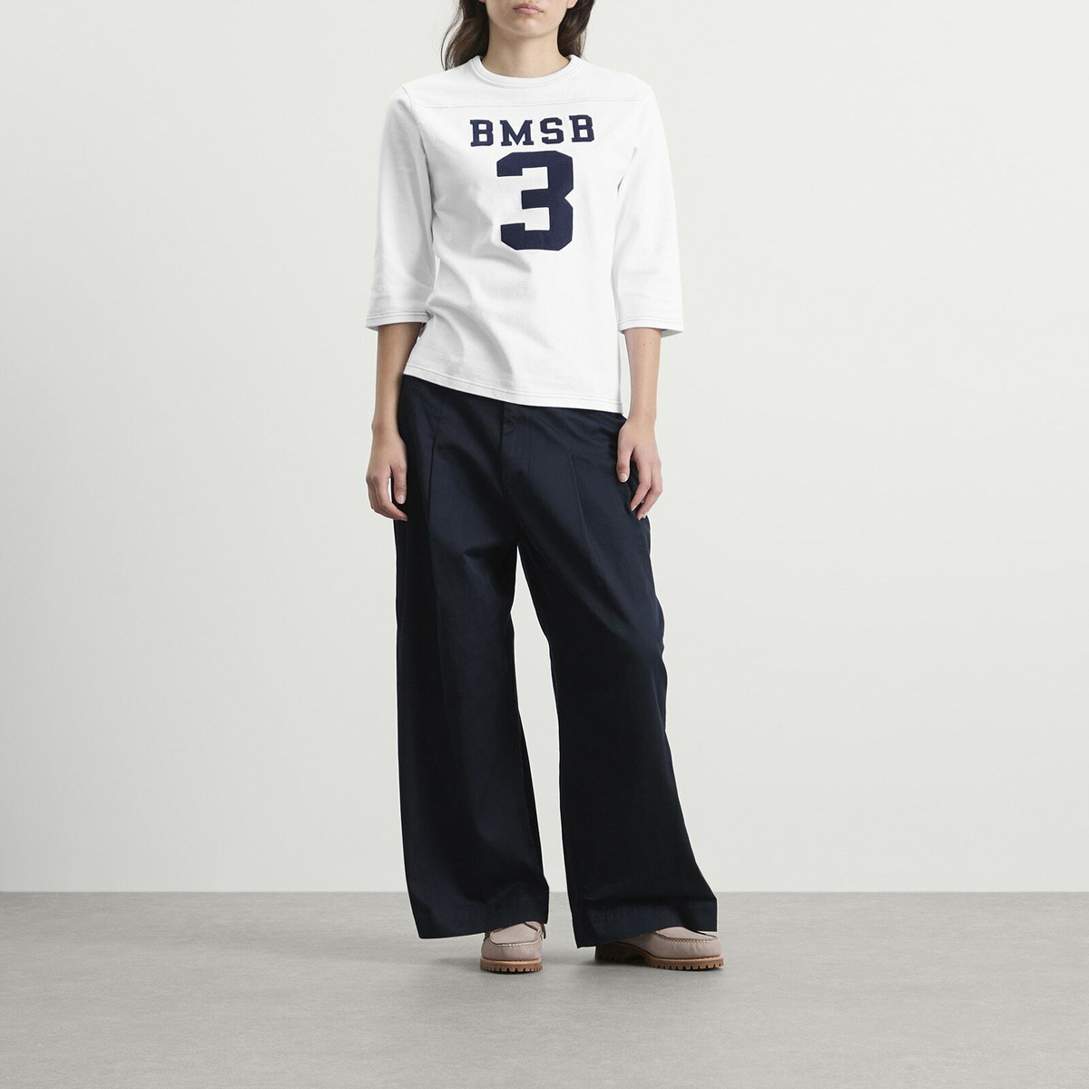 Beams Boy Women's 3/4 Sleeve Football T-Shirt in White