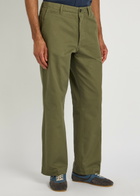 Drake's Herringbone Wide-leg Chino Trousers Khaki