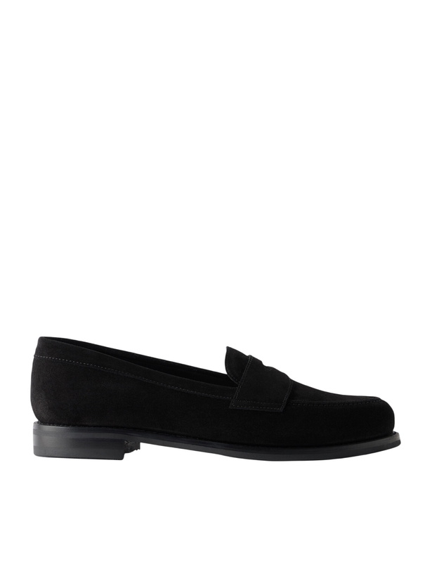 Photo: MORJAS - The Ivy Suede Penny Loafers - Black