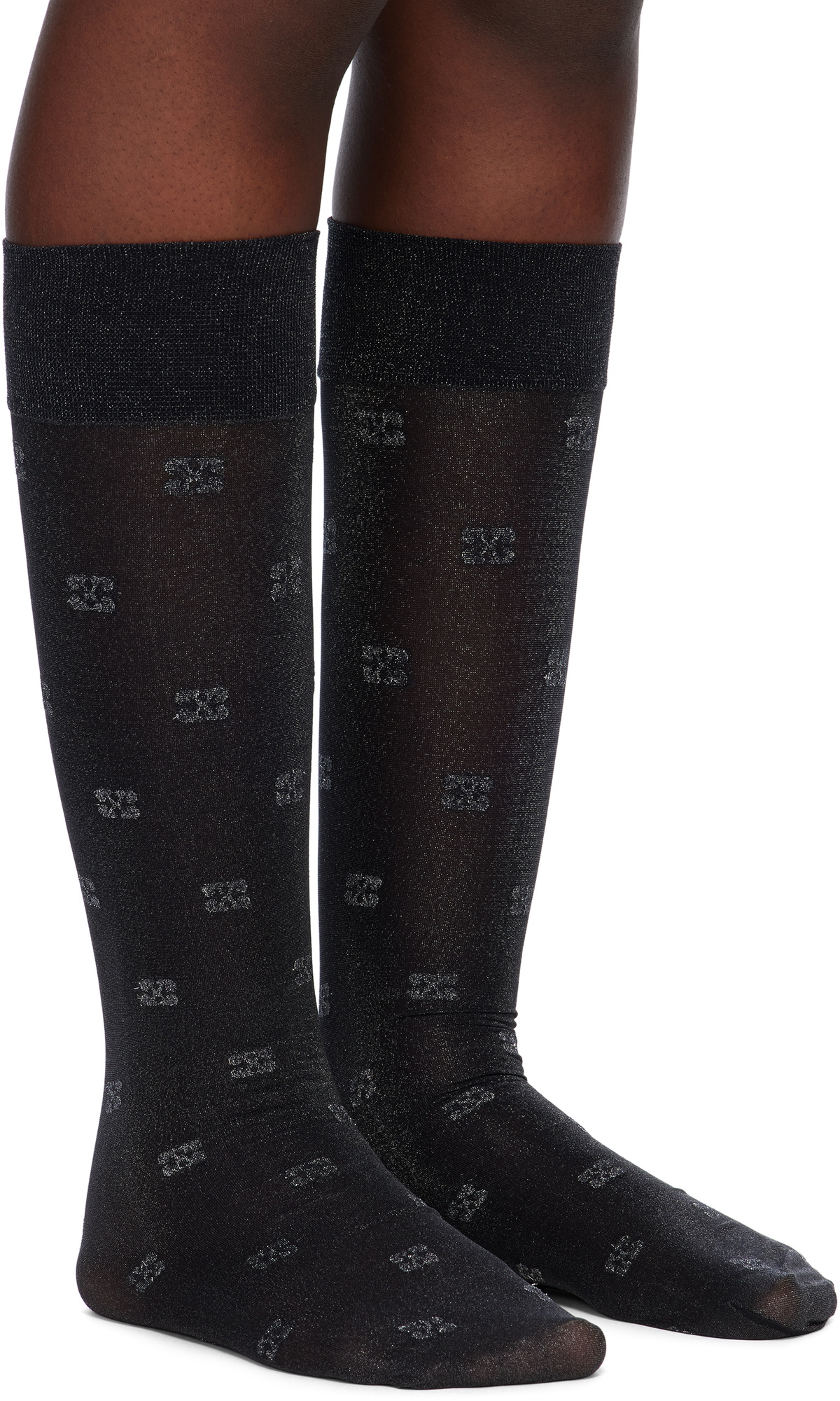 レッグウェア GANNI Butterfly lace socks glitter black GANNI Black Glitter Butterfly Lace Socks GANNI