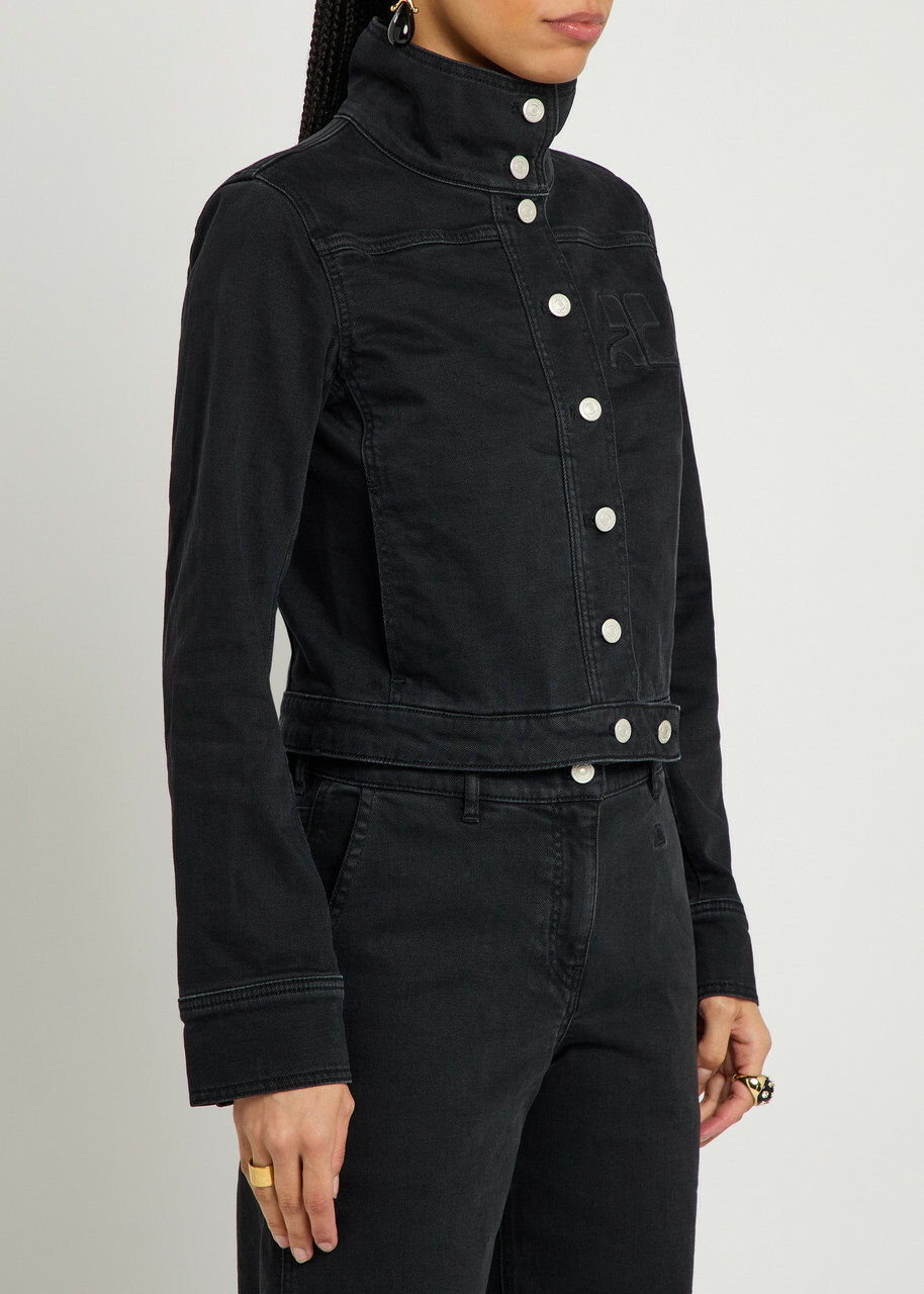 Courrèges Reedition Logo Stretch-denim Jacket Black