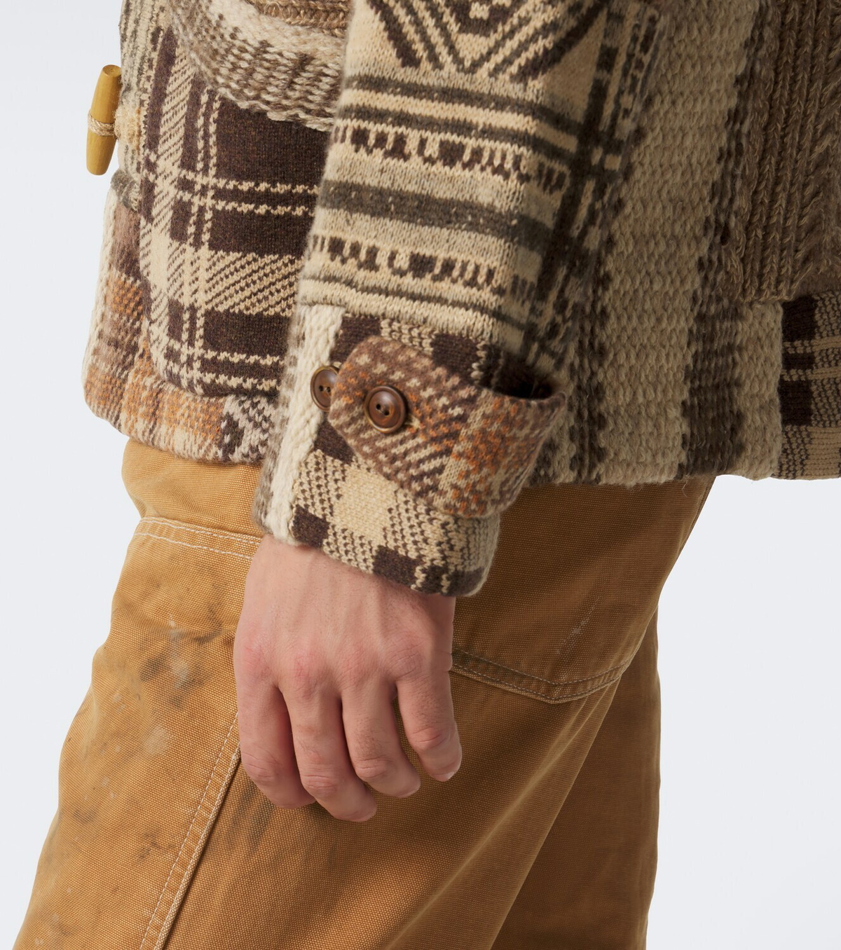 RRL Patchwork wool, linen, and silk cardigan