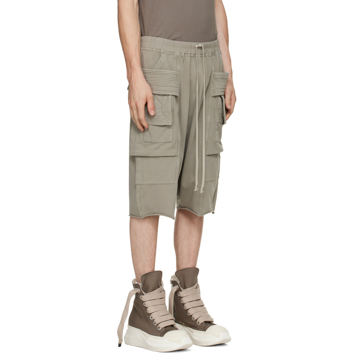 Rick Owens DRKSHDW Taupe Tower Creatch Cargo Pods Shorts