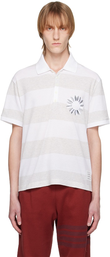 Photo: Thom Browne White & Gray Flower Rugby Polo