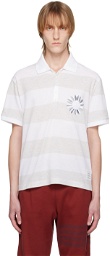 Thom Browne White & Gray Flower Rugby Polo