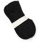 N/A - Striped Stretch Cotton-Blend No-Show Socks - Black