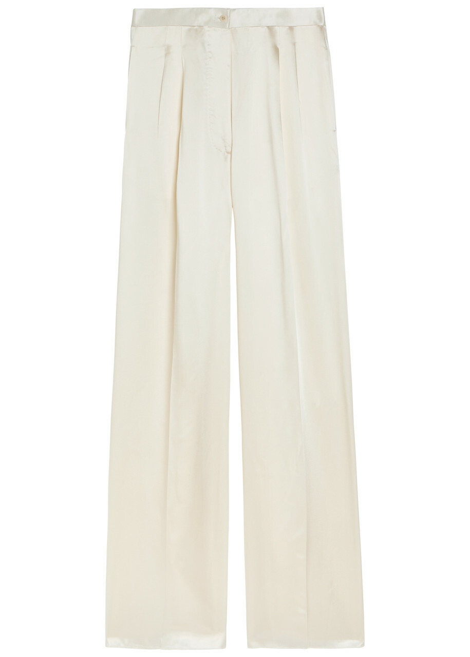 Giuliva Heritage The Elsa Wide-leg Satin Trousers Ivory