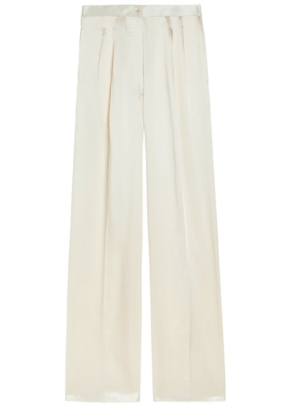 Photo: Giuliva Heritage The Elsa Wide-leg Satin Trousers Ivory