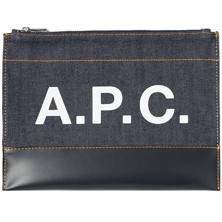 Photo: A.P.C. Axel Denim & Leather Logo Pouch