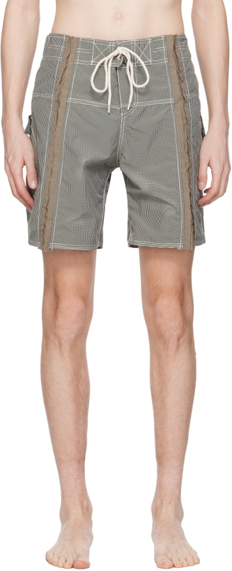 Photo: Edward Cuming Gray & Beige Micro-Check Cum Swim Shorts