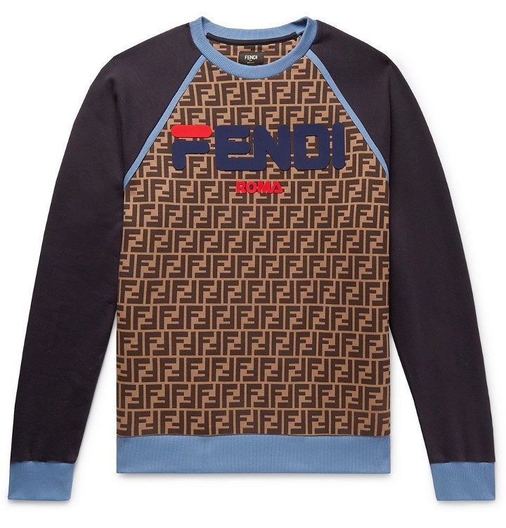 Photo: Fendi - Logo-Appliquéd Fleece-Back Cotton-Jersey Sweatshirt - Men - Brown