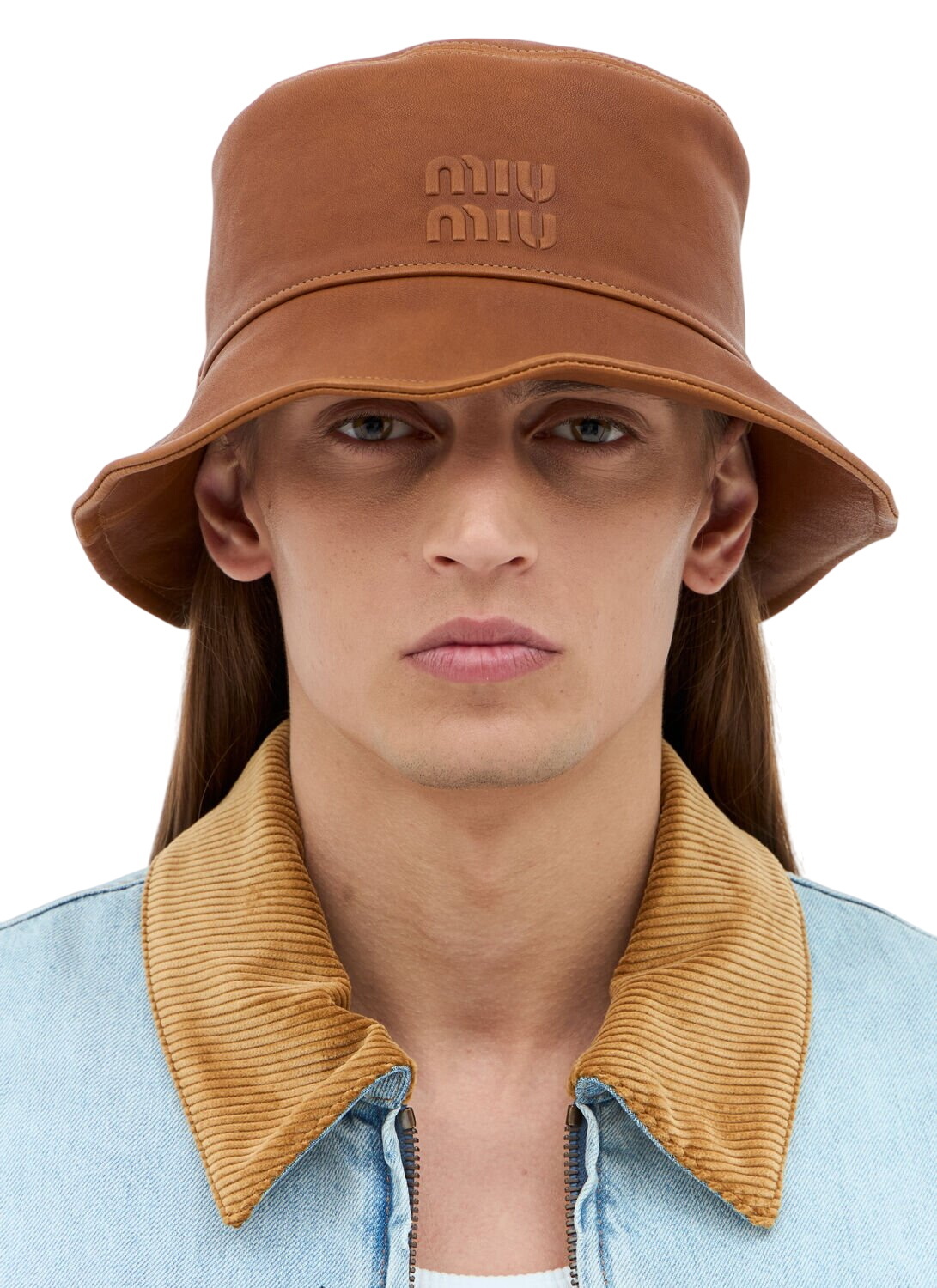 Miu Miu Logo Leather Bucket Hat Miu Miu