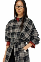 Diesel Midi dress in check flannel with wide belt - Dresses Womens in Multicolor