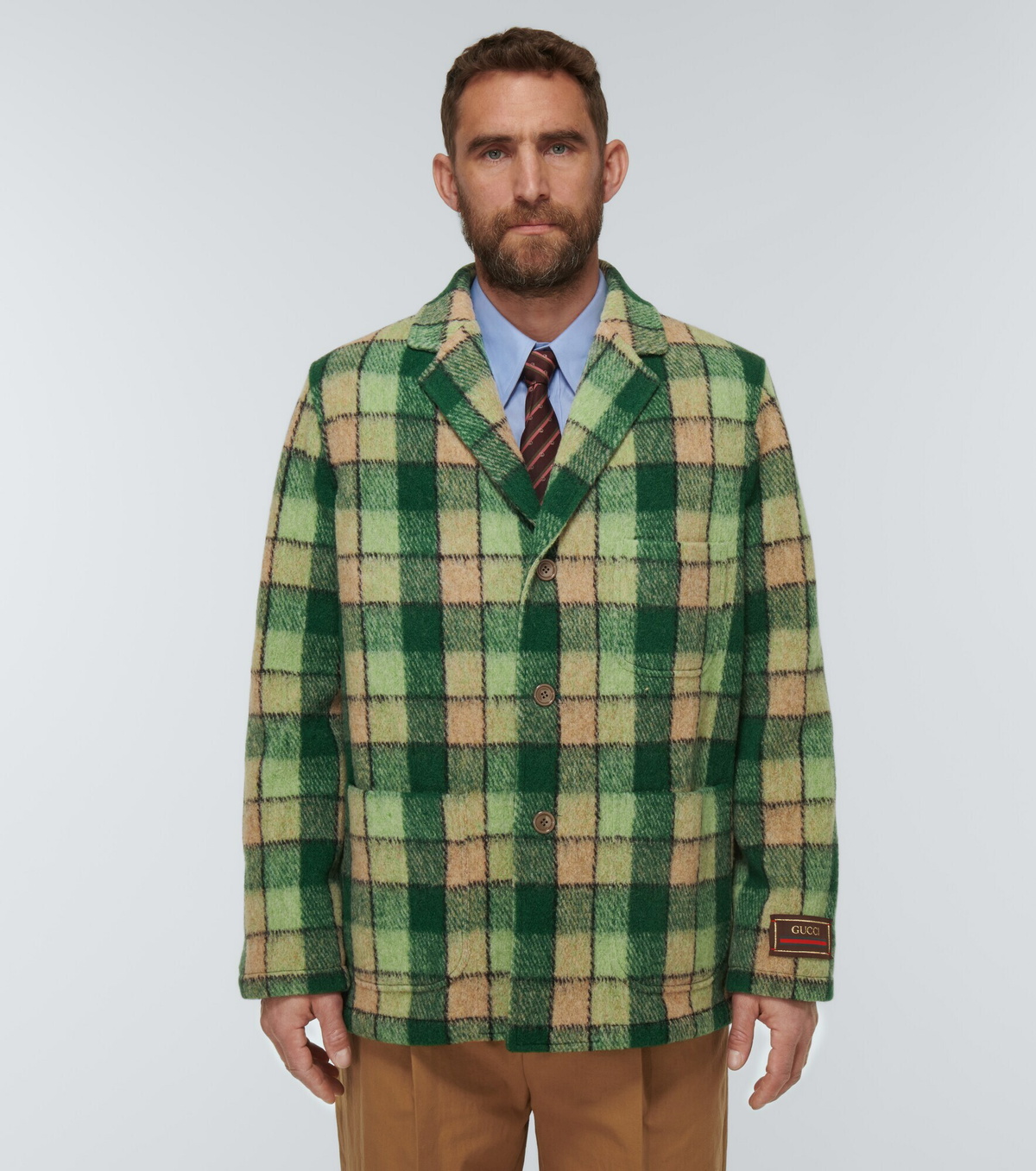 ゆうすけsize50☆美品☆グッチ モヘア混３釦ジャケット チェック柄 Gucci - Checked wool-blend jacket Gucci