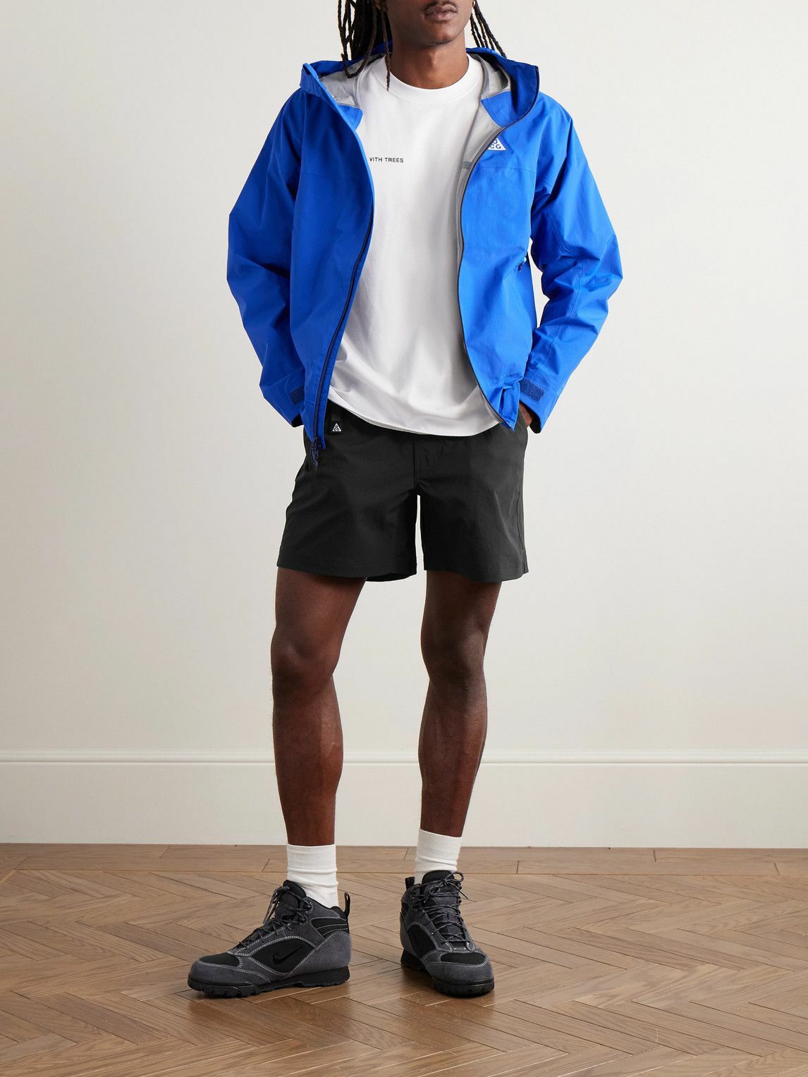 Nike - ACG Straight-Leg Belted Logo-Embroidered Shell Shorts - Black