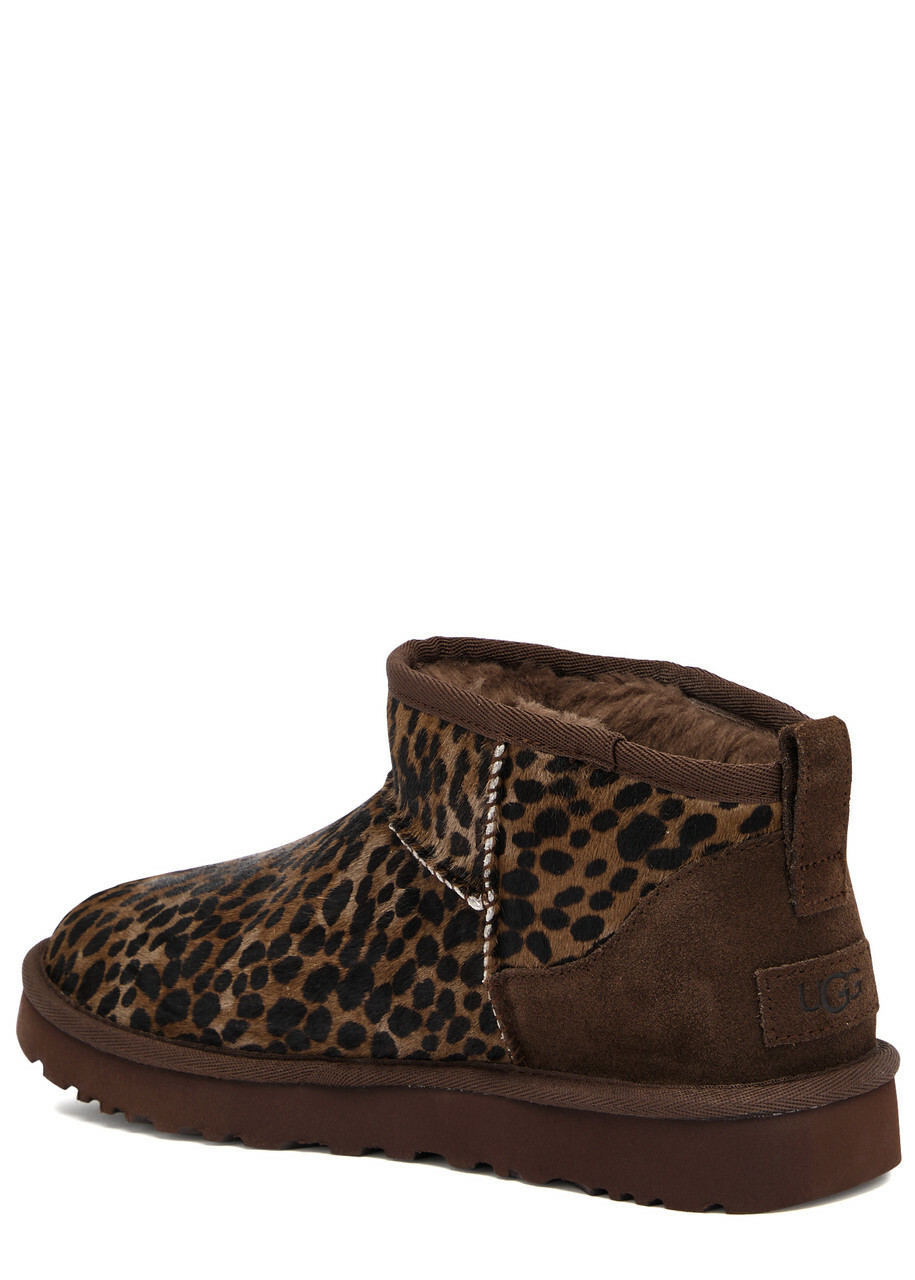 Ugg Classic Ultra Mini Calf-hair Ankle Boots Brown