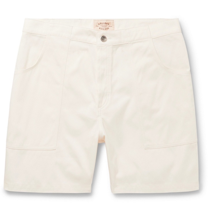 Photo: Holiday Boileau - The Bush Slim-Fit Cotton-Twill Shorts - White