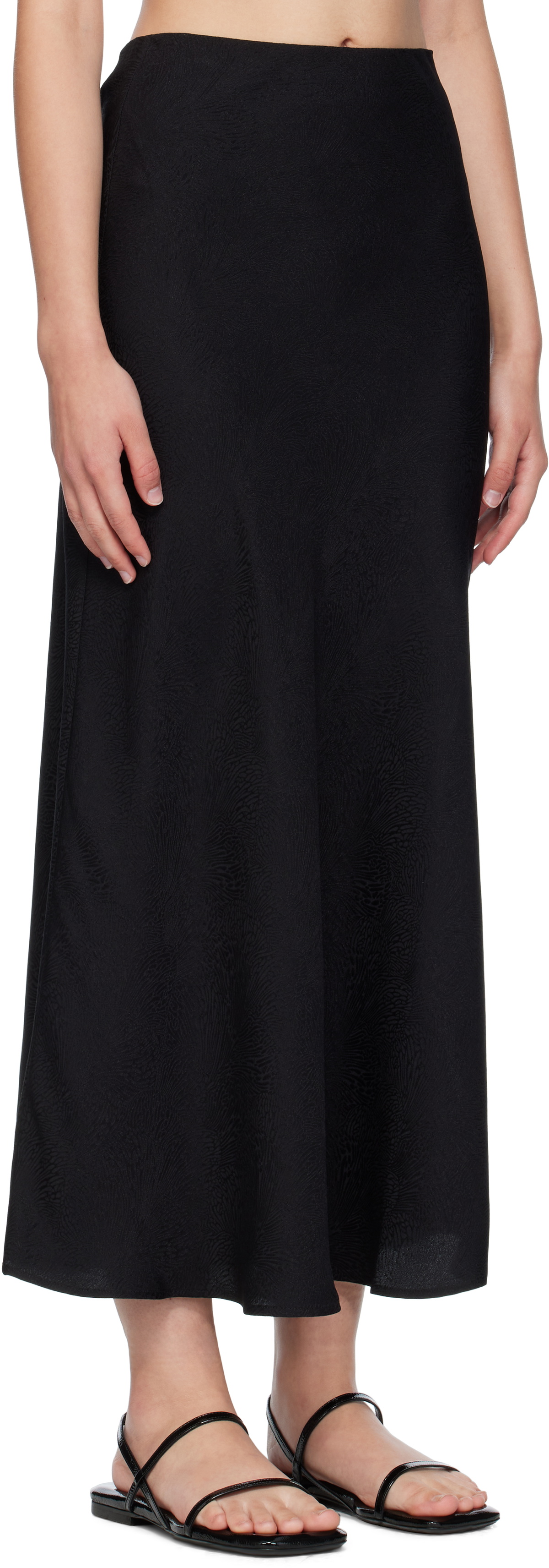 Silk Laundry Black Bias Cut Maxi Skirt